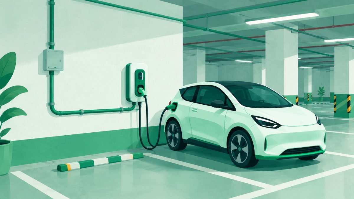 Illustration: Monsoon-proofing apartment EV charging: water and weather safety