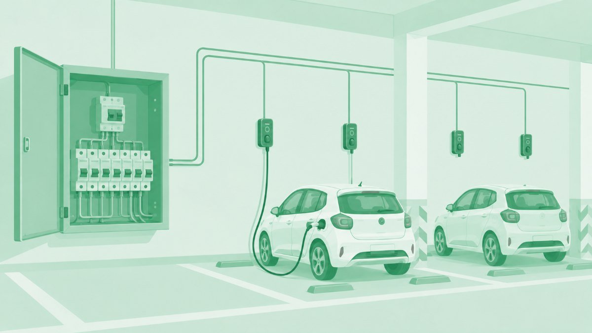 Illustration: Load management when a building has several EV chargers